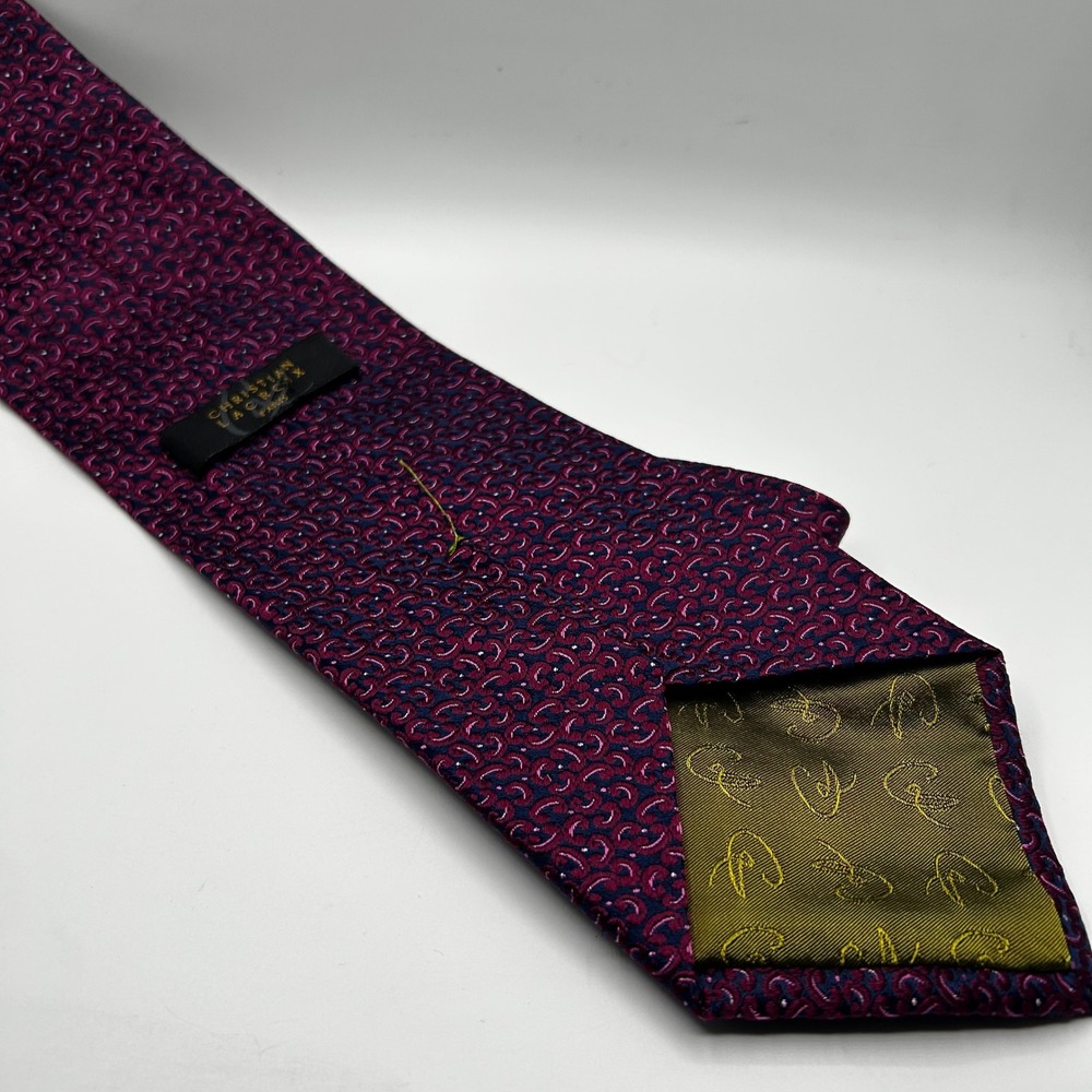 Christian Lacroix Paris Silk Tie Burgundy Navy Geometric‎ Swirl Made in Italy